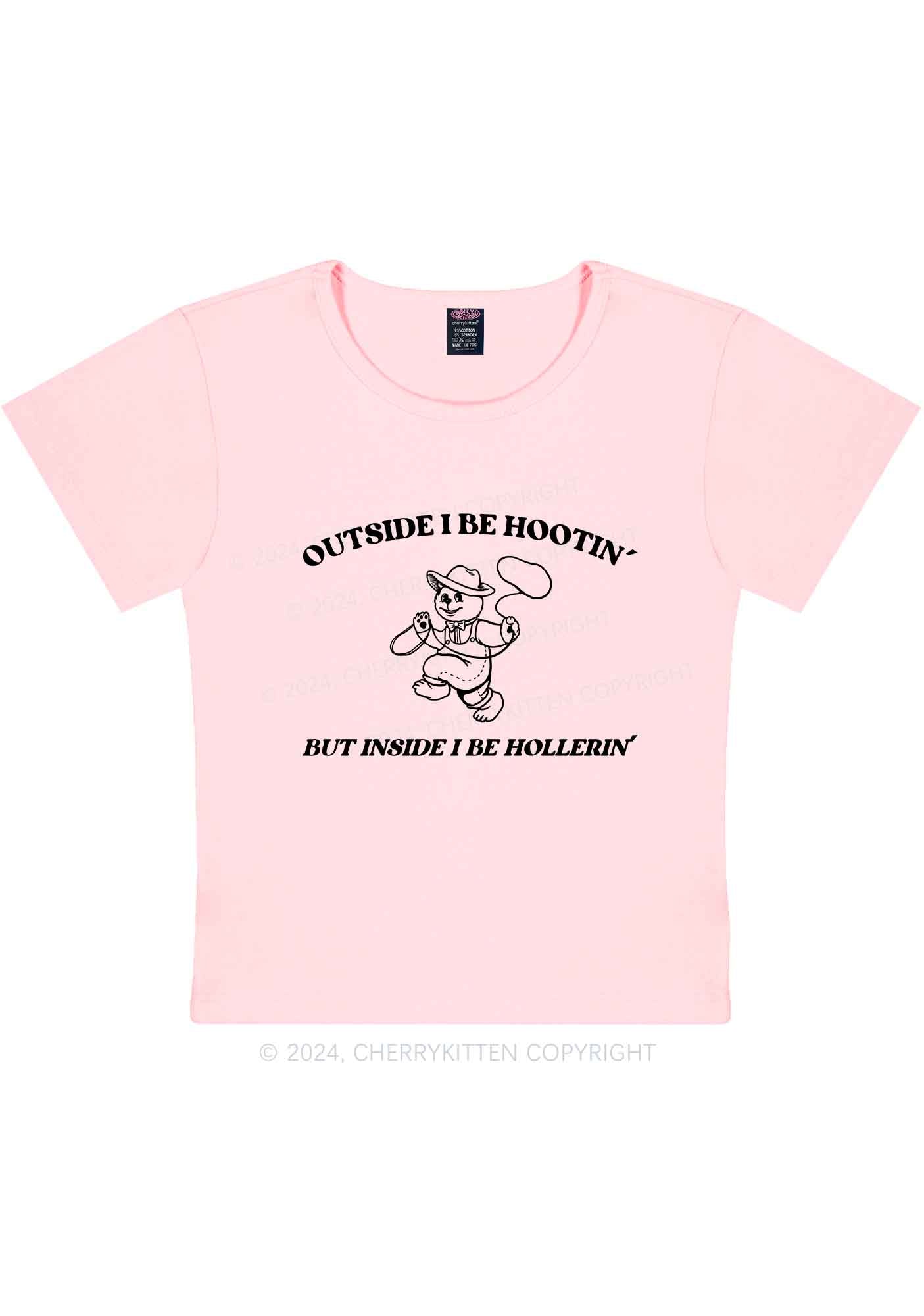 Outside I Be Hootin' Y2K Baby Tee Cherrykitten