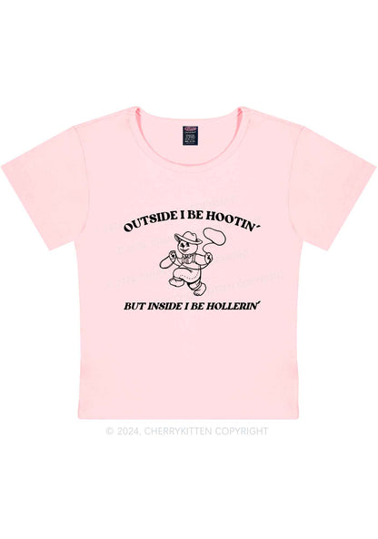 Outside I Be Hootin' Y2K Baby Tee Cherrykitten