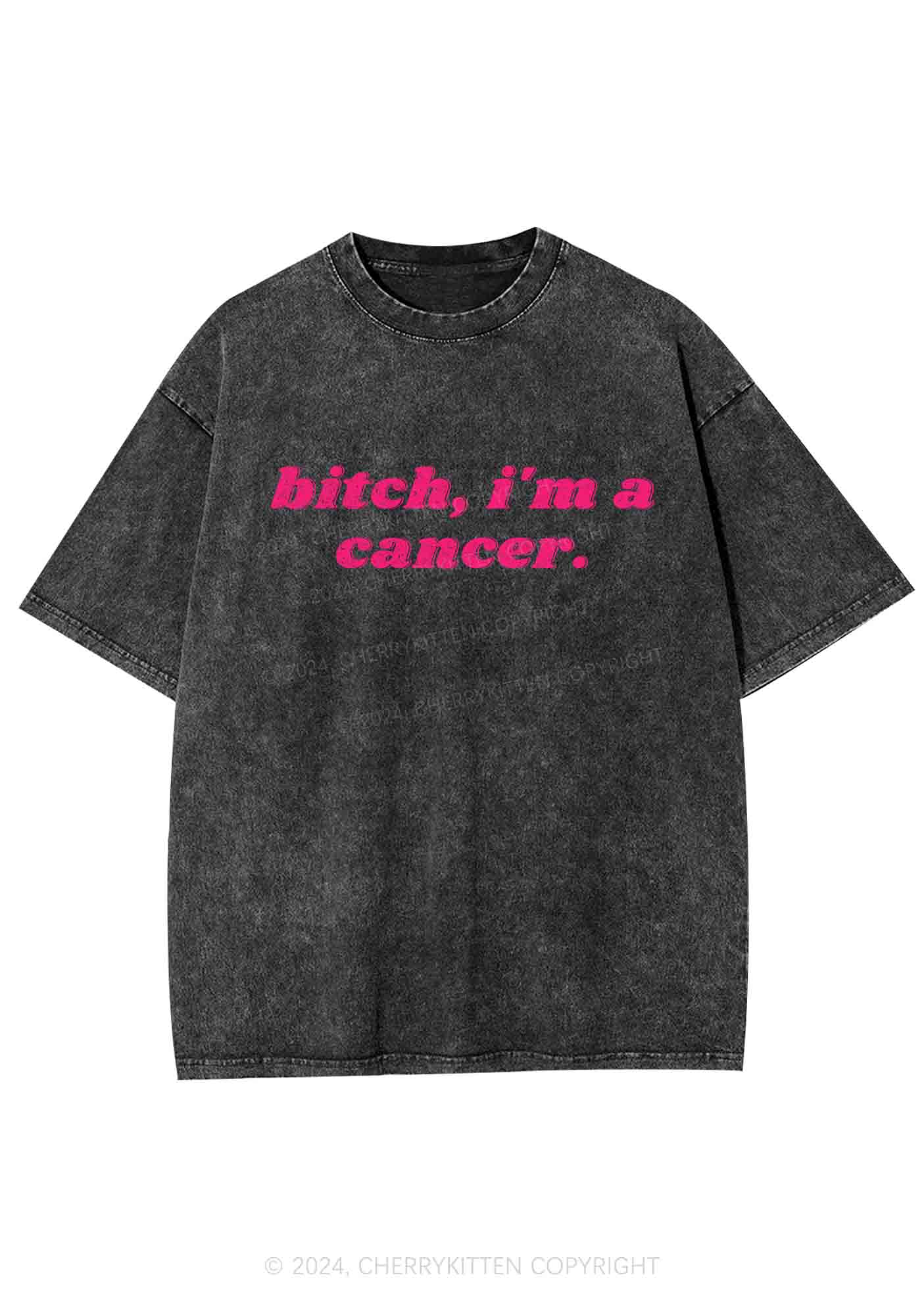 Bxtch I'm A Custom Zodiac Y2K Washed Tee Cherrykitten