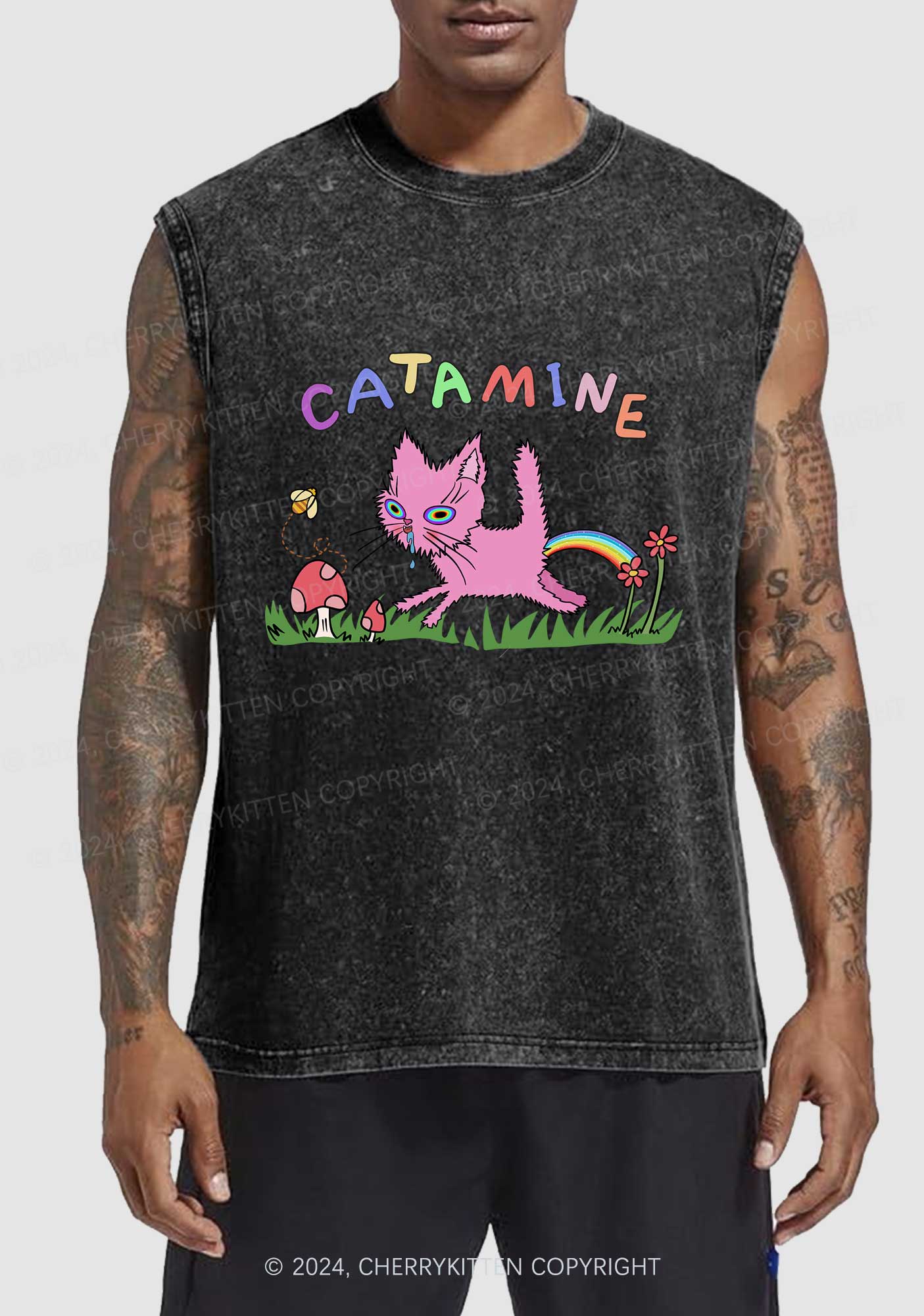 Catamine Y2K Washed Tank Cherrykitten