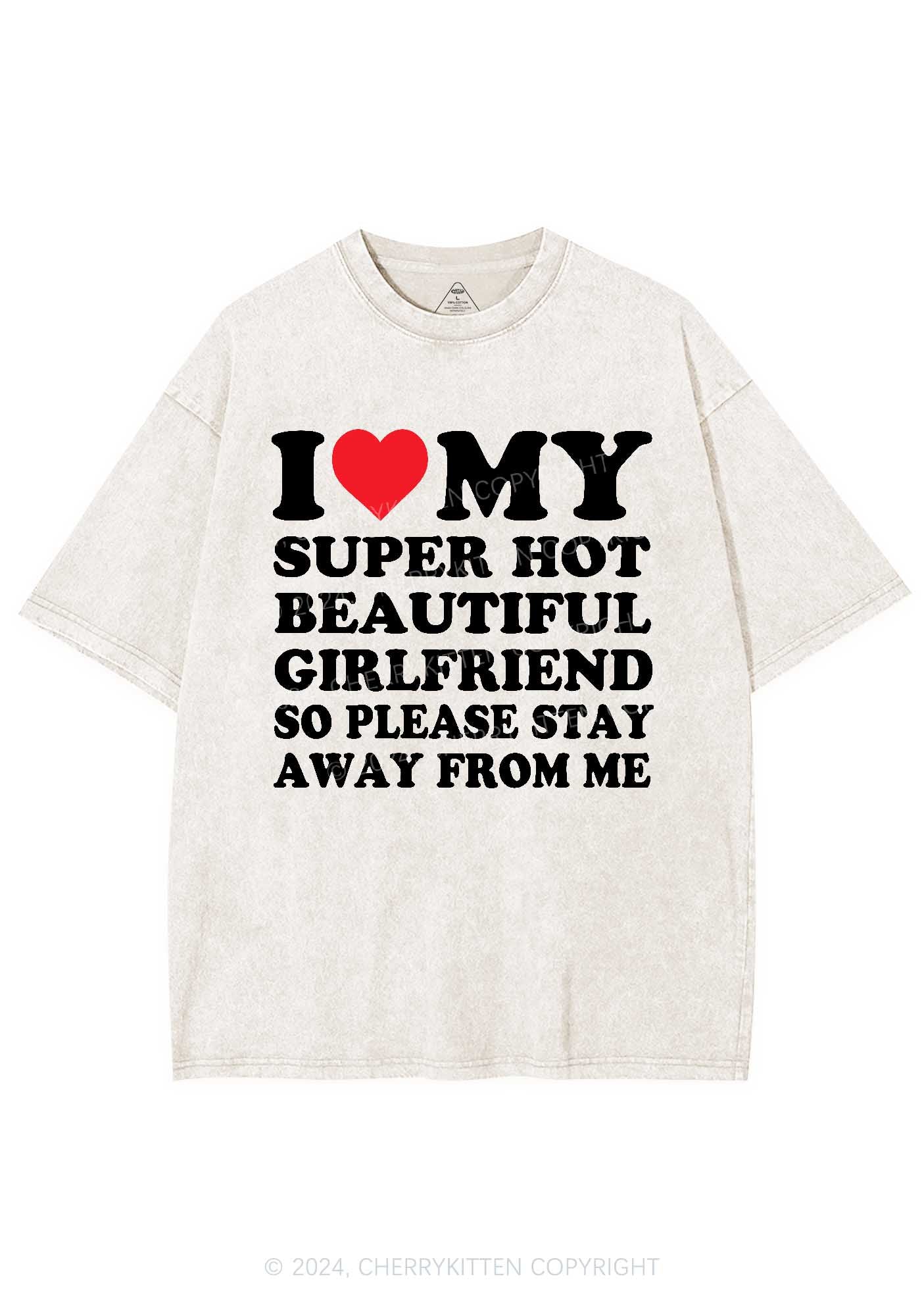 Love My Hot Girlfriend Y2K Valentine's Day Washed Tee Cherrykitten