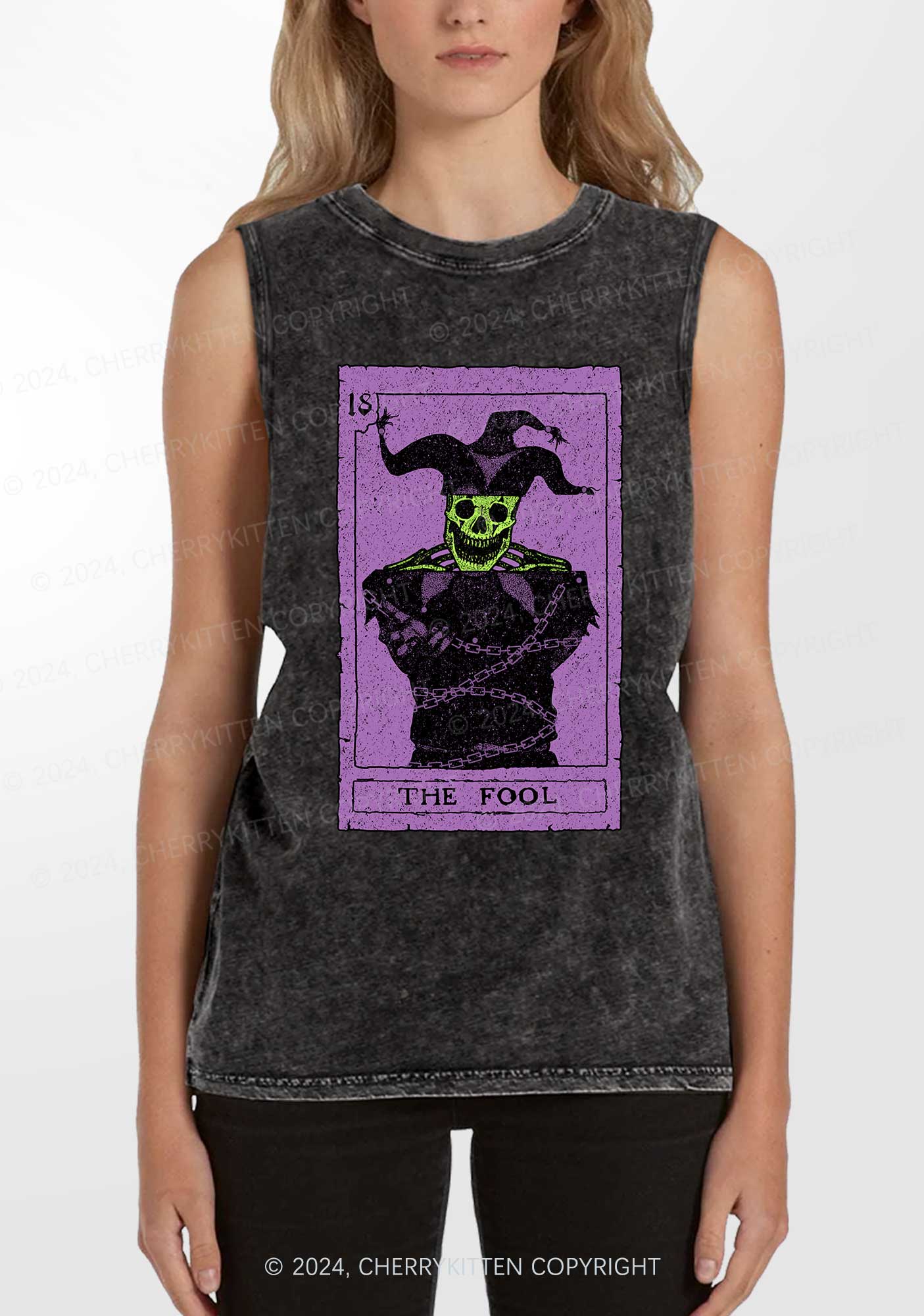 Halloween The Fool Y2K Washed Tank Cherrykitten