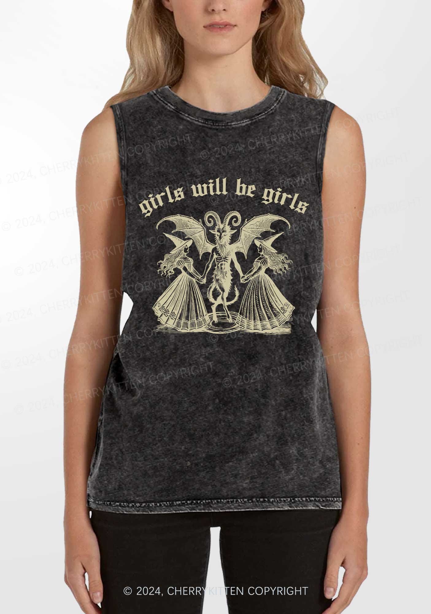 Halloween Girls Witch Y2K Washed Tank Cherrykitten