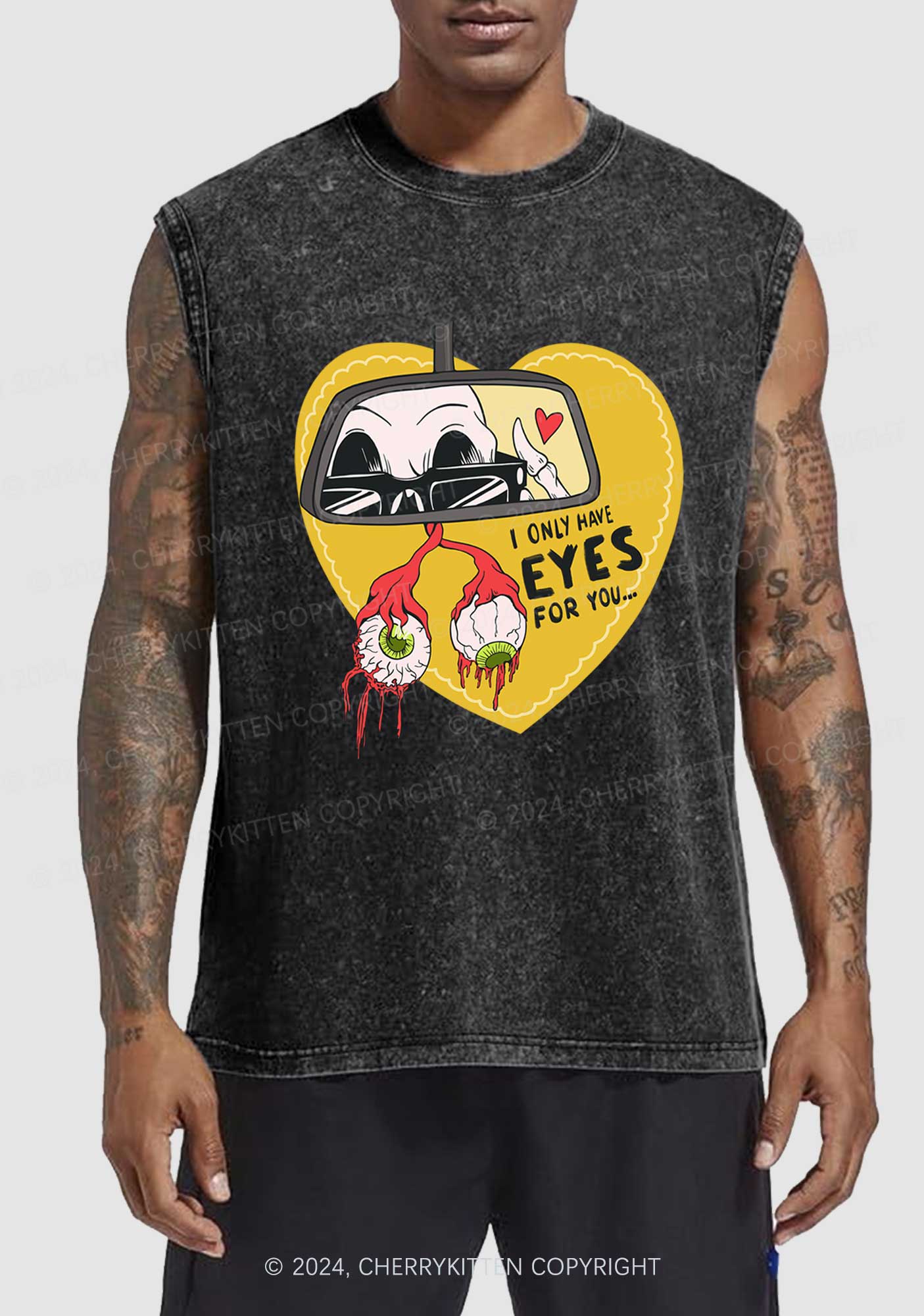 Halloween Eyes For You Y2K Washed Tank Cherrykitten