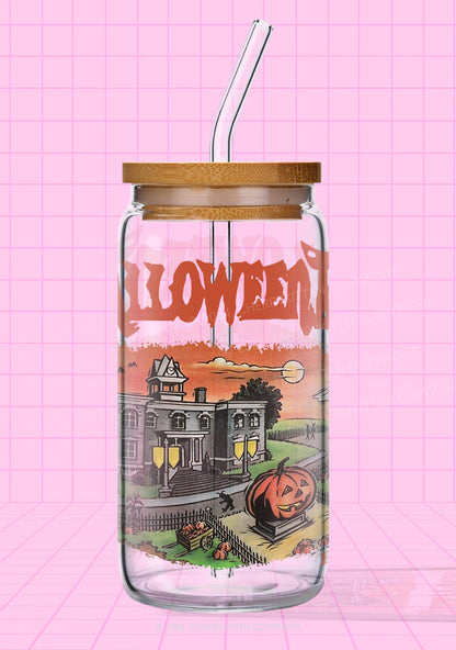 Halloween Town Y2K Printed Glass Cup Cherrykitten