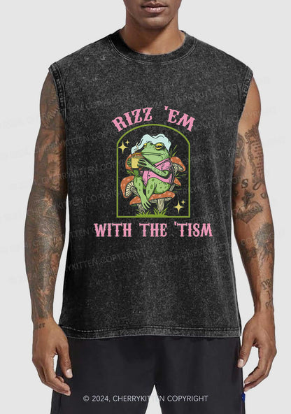 Tism Rizz Frog Y2K Washed Tank Cherrykitten