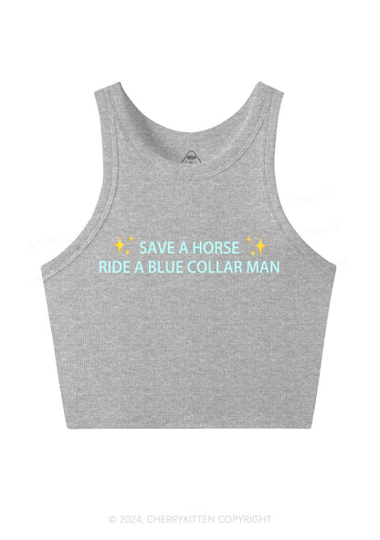 Blue Collar Man Y2K Crop Tank Top Cherrykitten