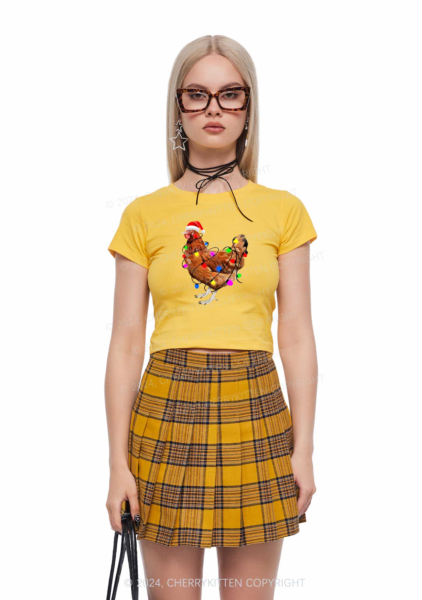 Christmas Hen Y2K Baby Tee Cherrykitten