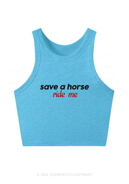 Save Horse Ride Me Y2K Crop Tank Top Cherrykitten