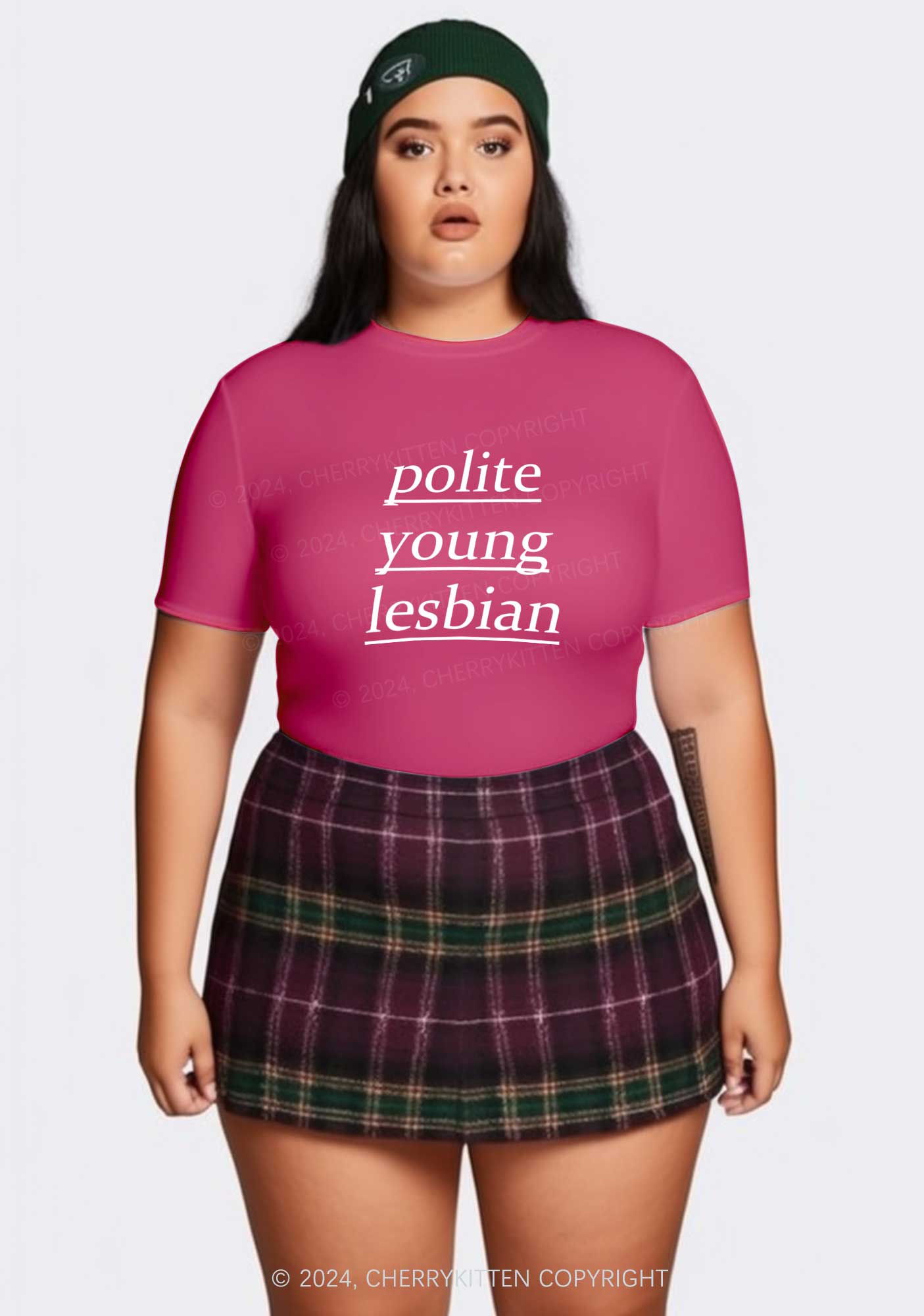 Curvy Polite Young Lesbian Y2K Baby Tee Cherrykitten