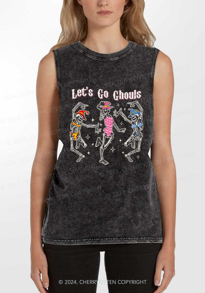 Halloween Let's Go Ghouls Y2K Washed Tank Cherrykitten