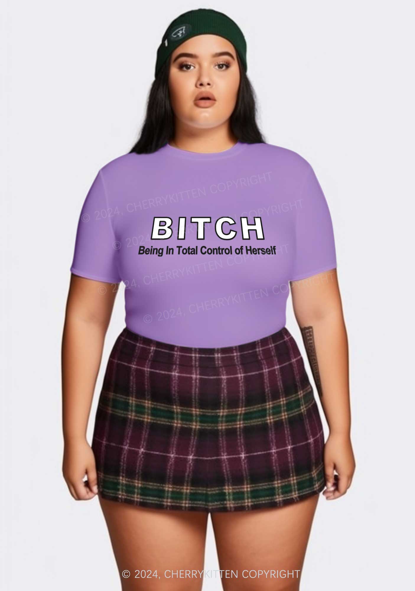 Curvy Bxxch Meaning Y2K Baby Tee Cherrykitten