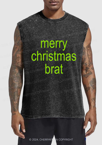 Merry Christmas Brat Y2K Washed Tank Cherrykitten