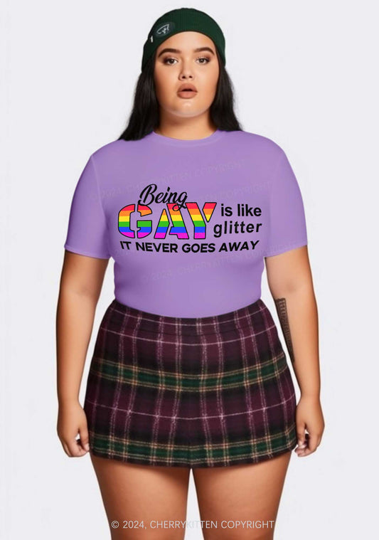 Curvy Being Gay Y2K Baby Tee Cherrykitten