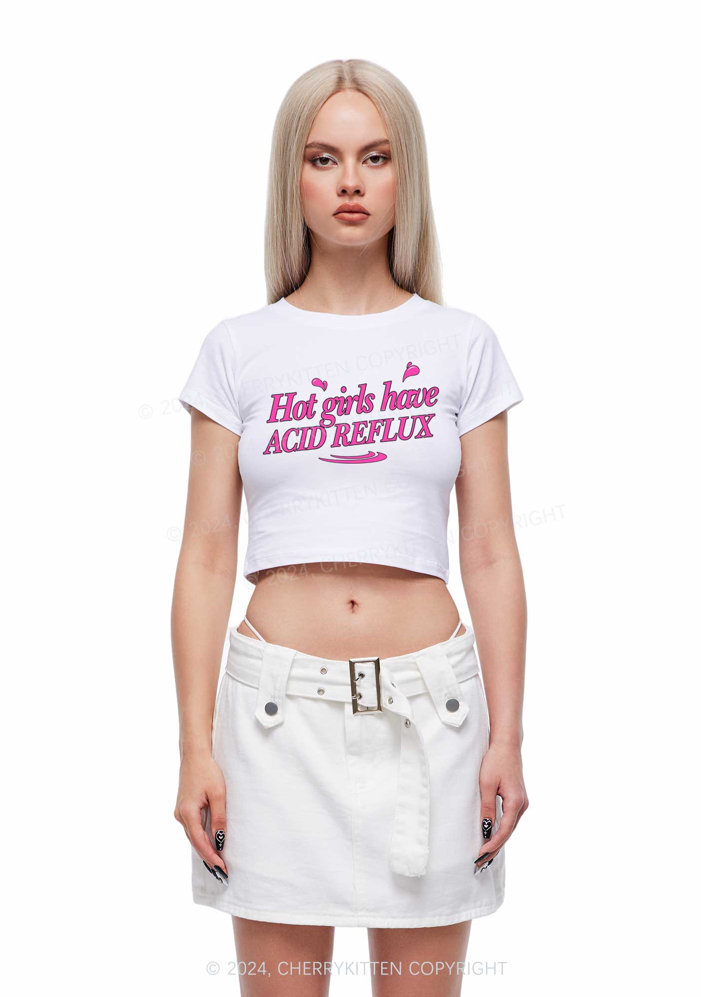 Hot Girls Have Acid Reflux Y2K Baby Tee Cherrykitten