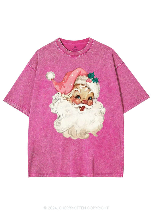 Christmas Pink Santa Y2K Washed Tee Cherrykitten