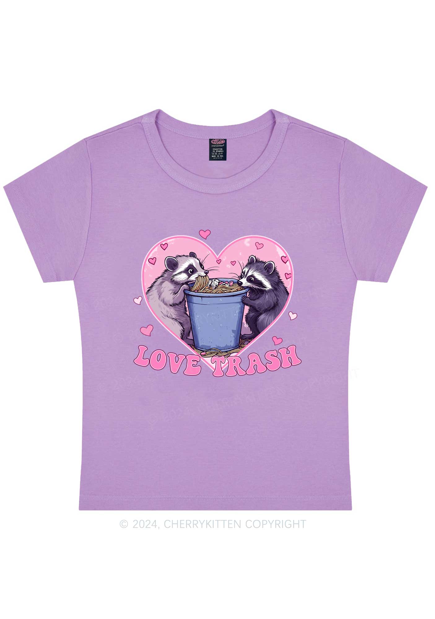 Love Trash Raccoon Y2K Valentine's Day Baby Tee Cherrykitten