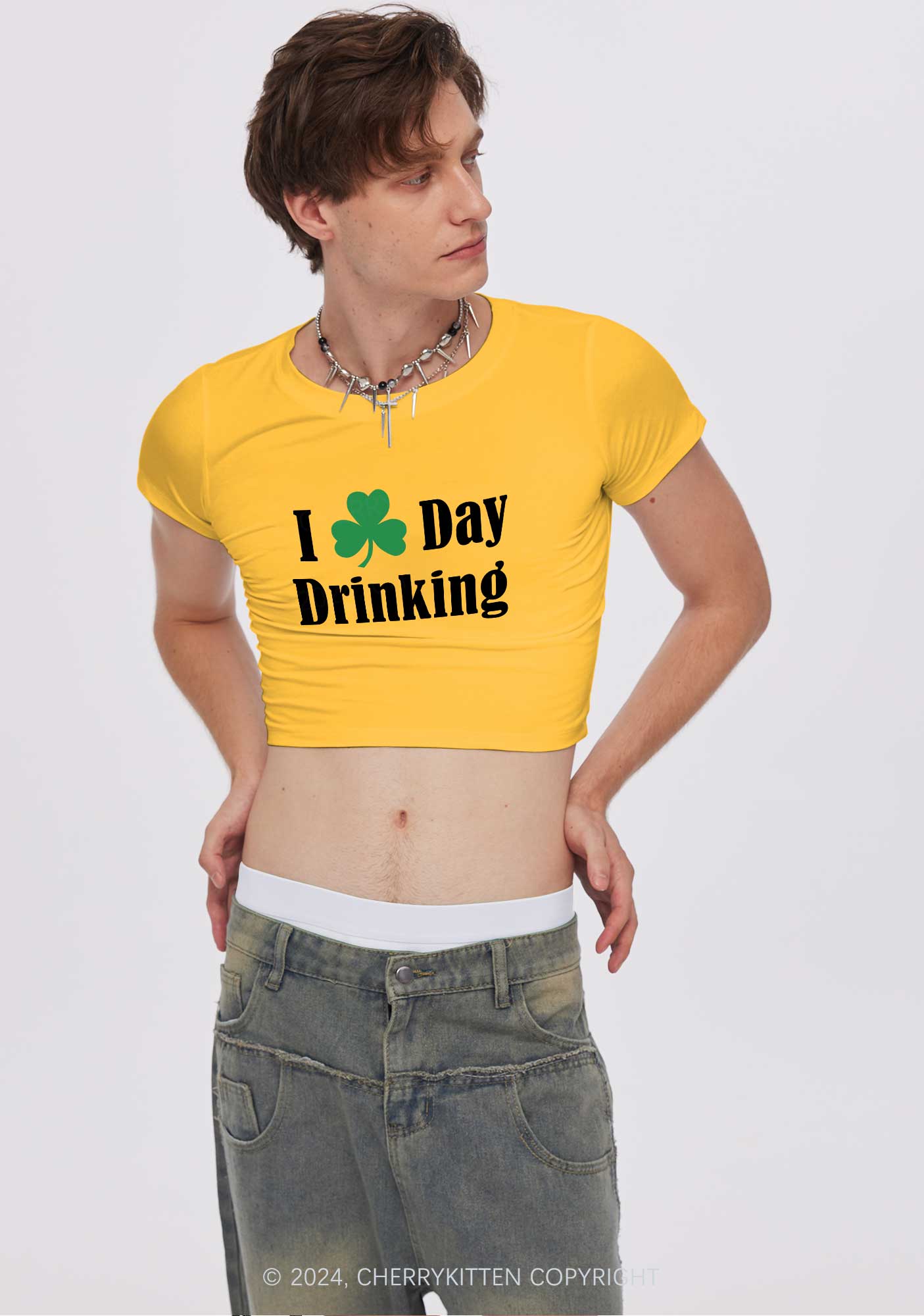 I Love Day Drinking St Patricks Y2K Baby Tee Cherrykitten