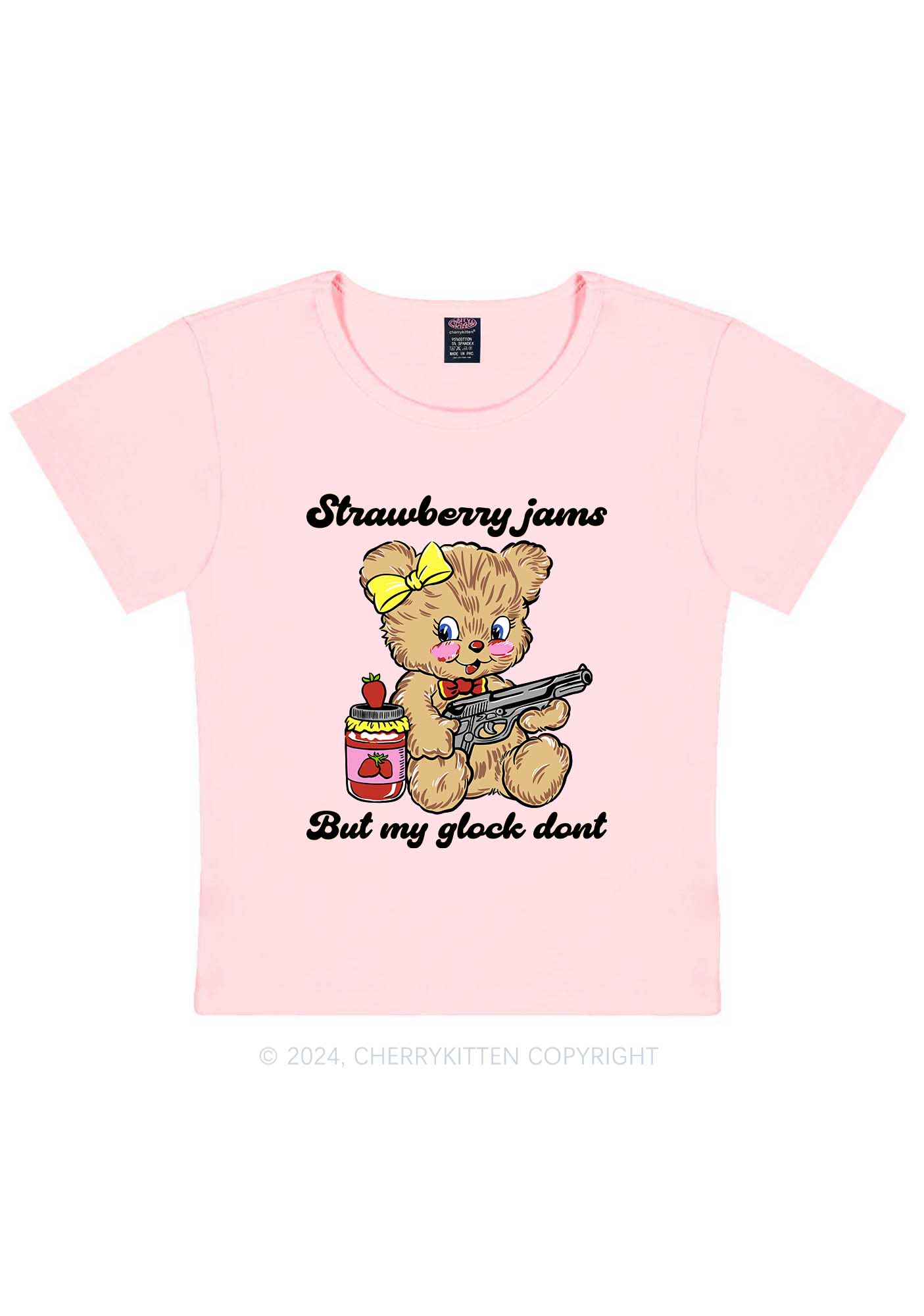 Strawberry Jams Bear Y2K Baby Tee Cherrykitten