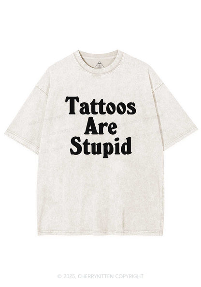 Tattoos Are Stupid Y2K Washed Tee Cherrykitten