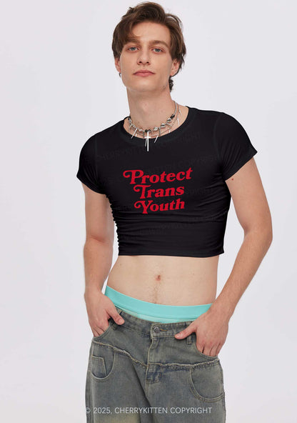 Protect Trans Youth Y2K Baby Tee Cherrykitten