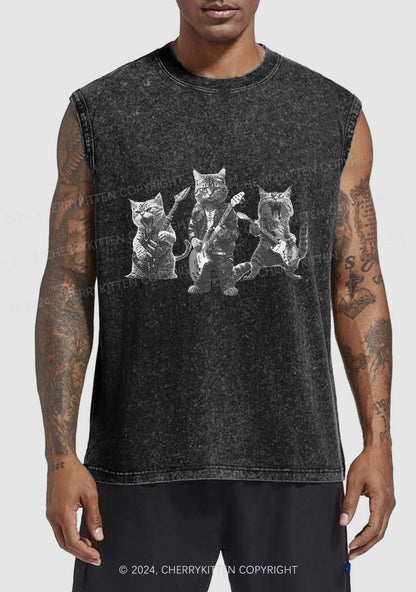 Guitar Cats Y2K Washed Tank Cherrykitten