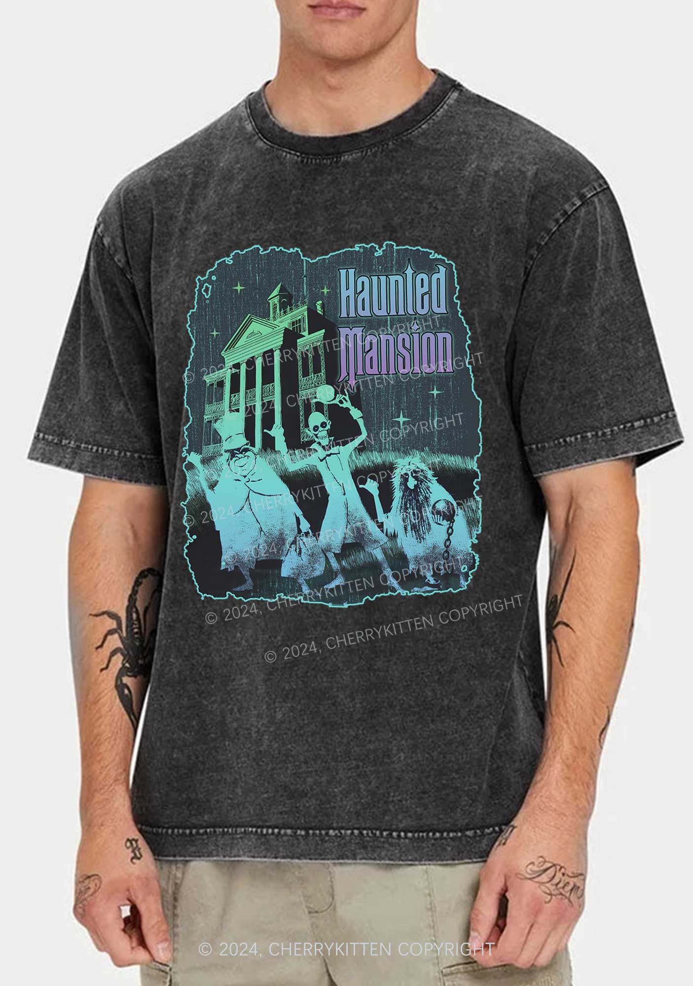 Halloween Haunted Mansion Y2K Washed Tee Cherrykitten