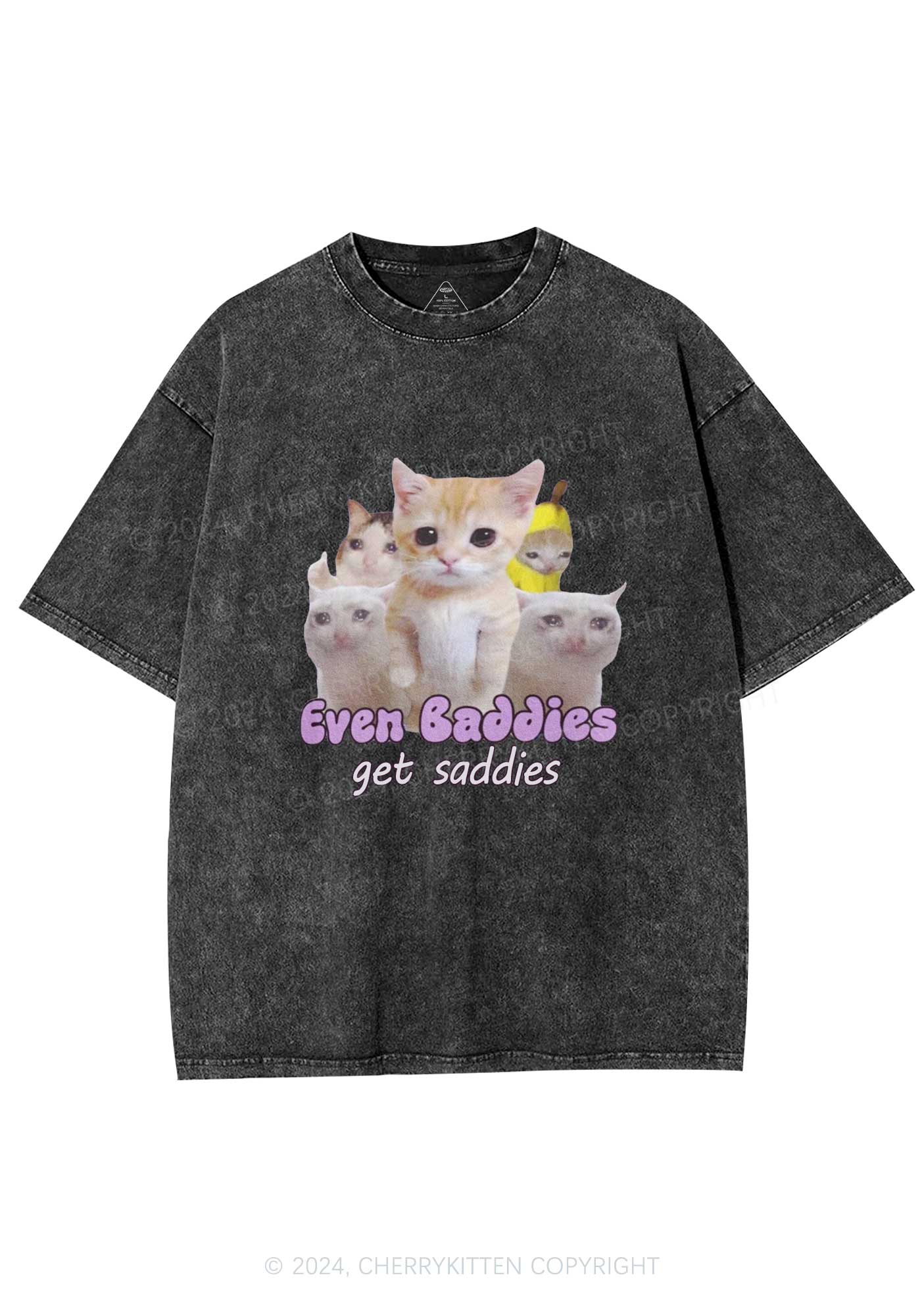 Saddies Five Cats Y2K Washed Tee Cherrykitten