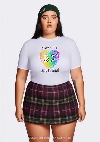 Curvy Love My Bi Boyfriend Y2K Baby Tee Cherrykitten