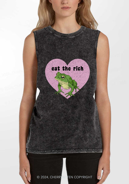 Eat The Rich Frog Y2K Washed Tank Cherrykitten