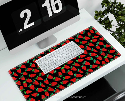 Strawberry Y2K Desk Mat Cherrykitten