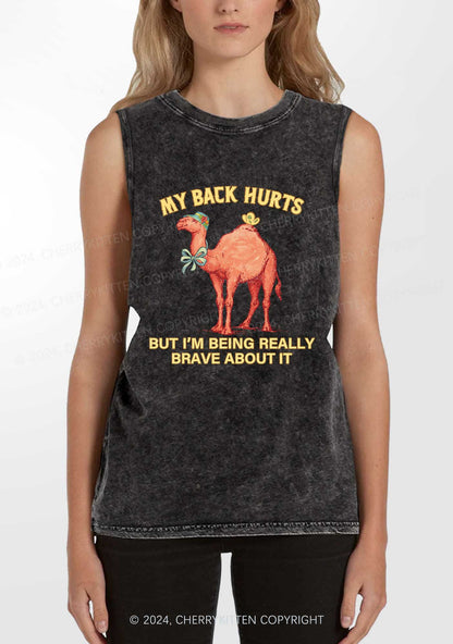 My Back Hurts Y2K Washed Tank Cherrykitten