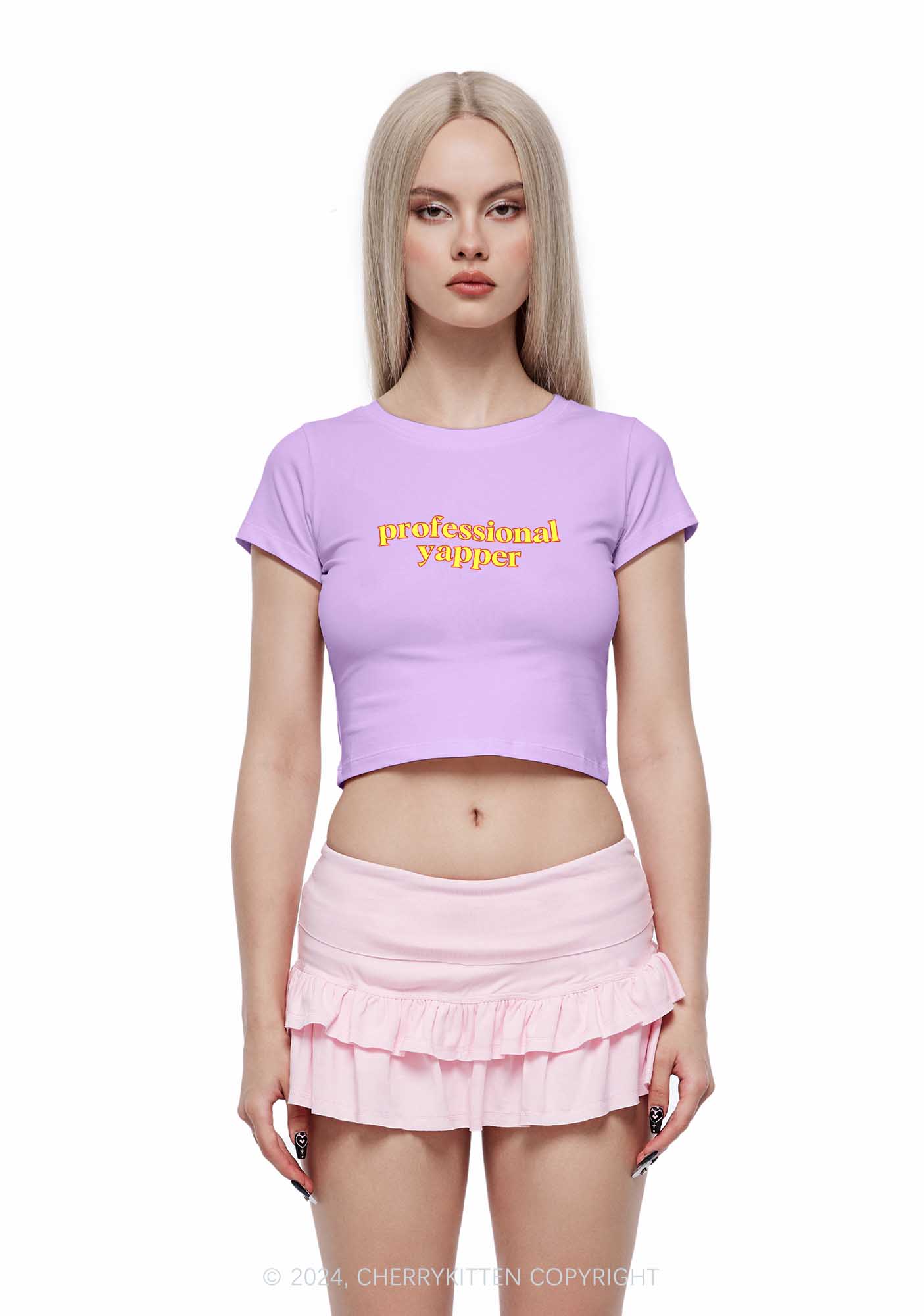 Professional Yapper Y2K Baby Tee Cherrykitten