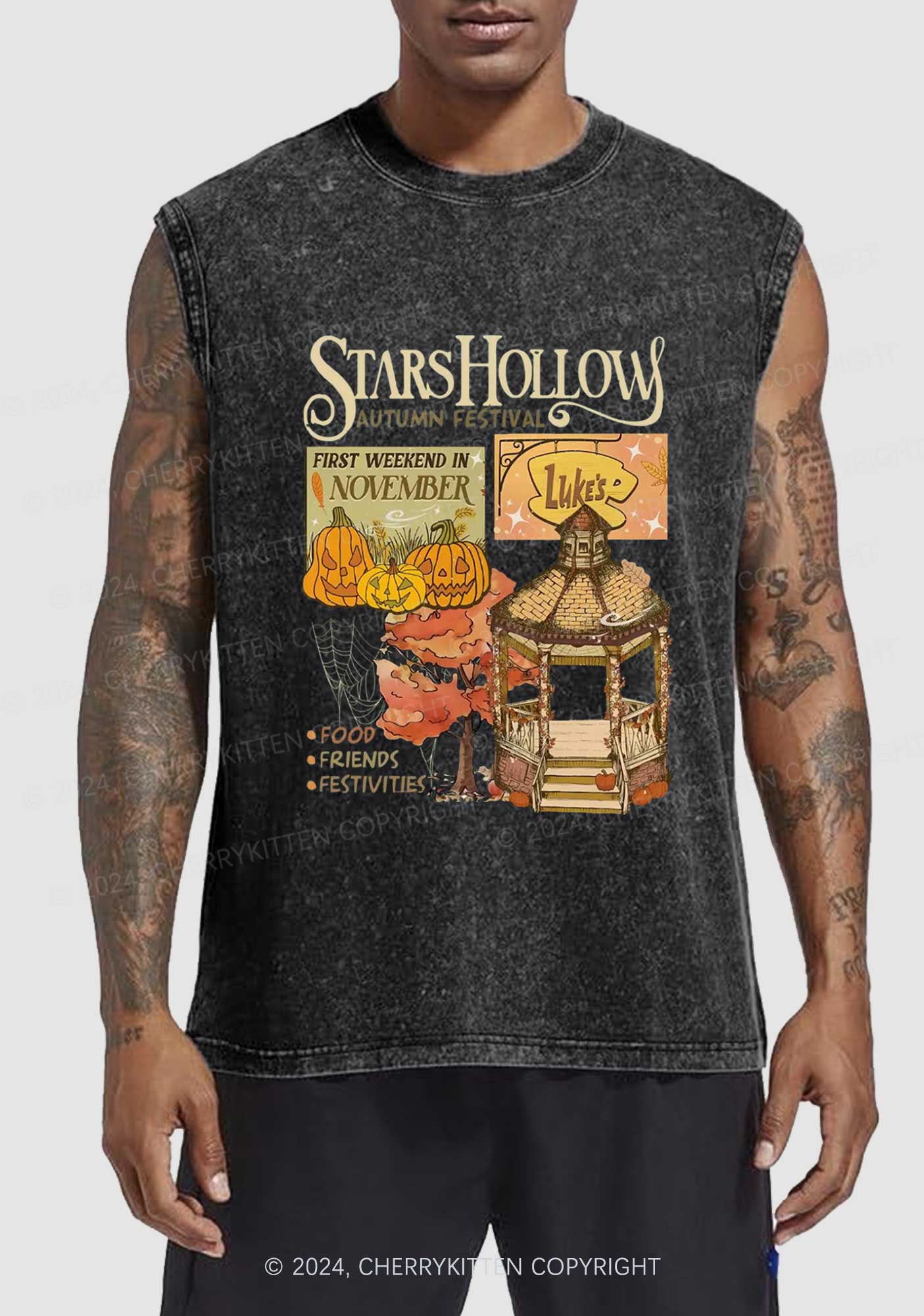 Halloween Stars Hollow Y2K Washed Tank Cherrykitten