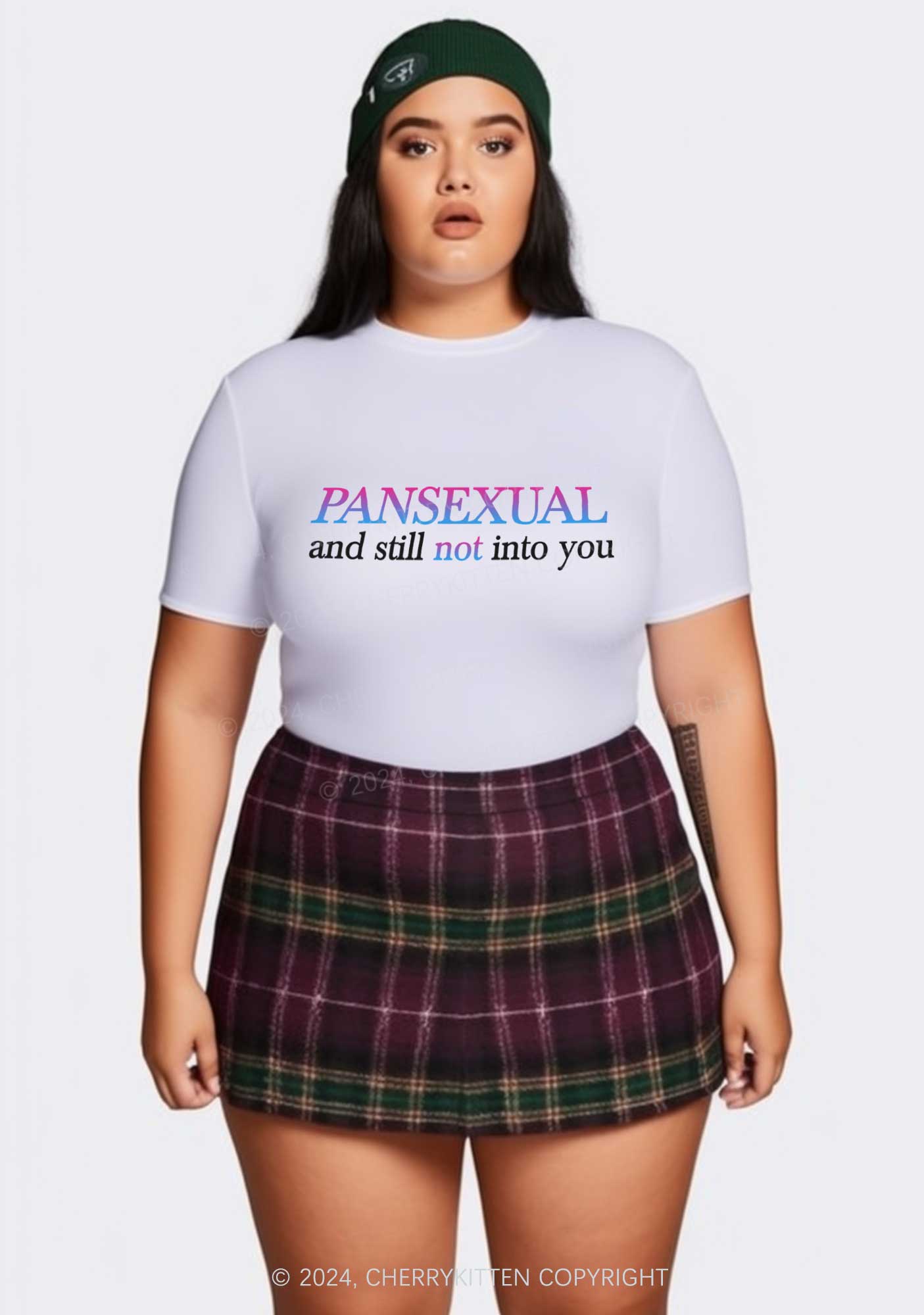 Curvy Pansexual Still Not Into You Y2K Baby Tee Cherrykitten