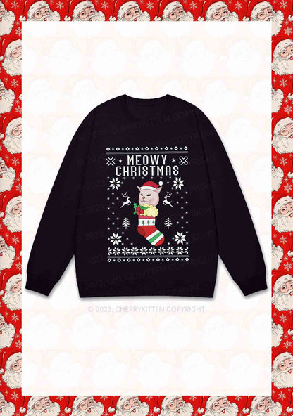 Meowy Christmas Socks Y2K Sweatshirt Cherrykitten