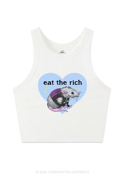 Eat The Rich Rat Y2K Crop Tank Top Cherrykitten