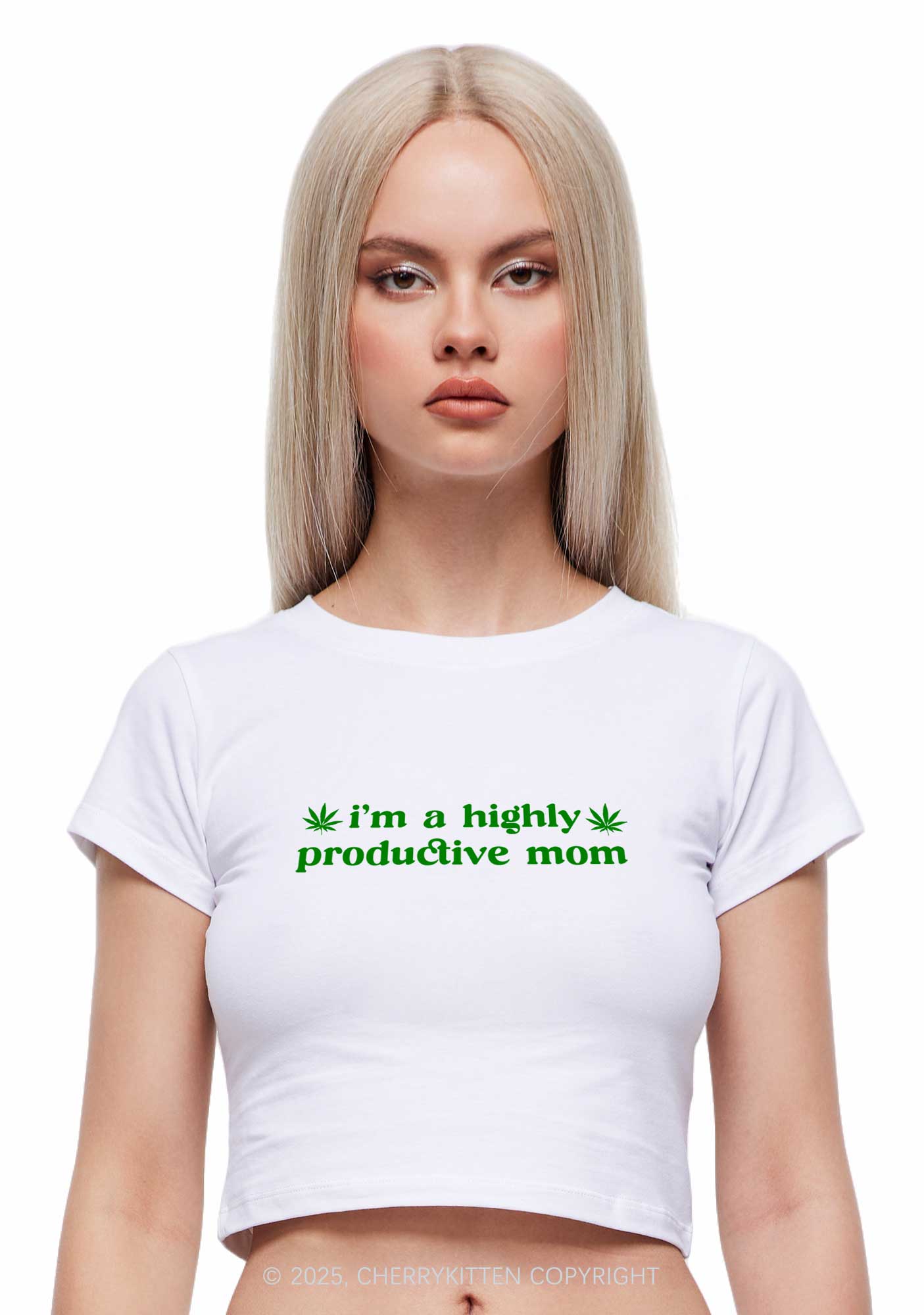 Highly Productive Mom Y2K Baby Tee Cherrykitten