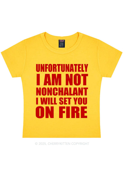 I Am Not On Fire Y2K Baby Tee Cherrykitten