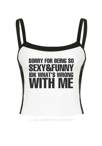 Sorry For Being So Funny Y2K Color Block Crop Cami Top Cherrykitten