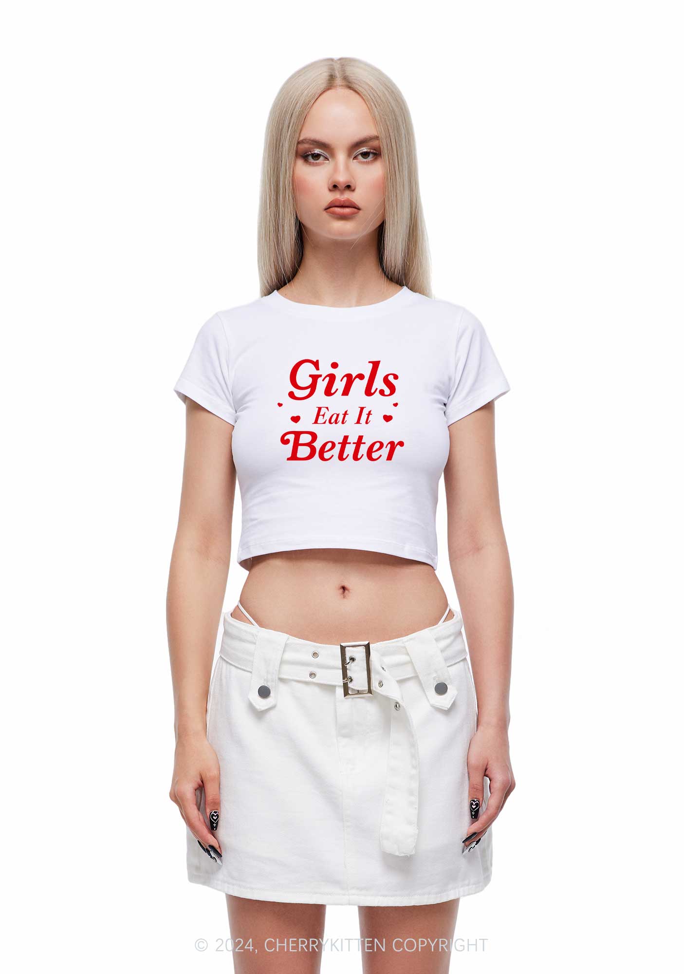 Girls Eat Better Y2K Baby Tee Cherrykitten