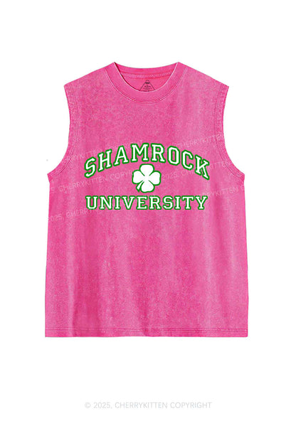 Shamrock University St Patricks Y2K Washed Tank Cherrykitten