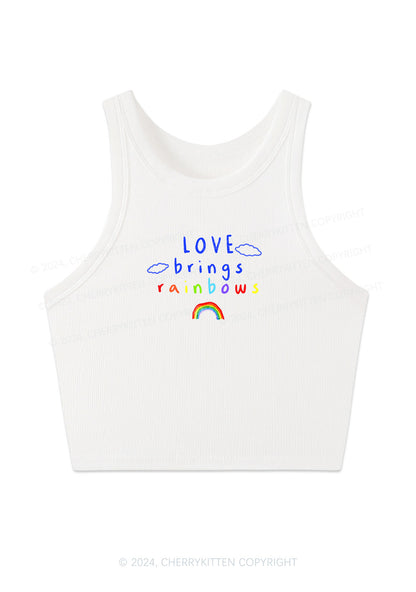 Love Brings Rainbows Y2K Crop Tank Top Cherrykitten