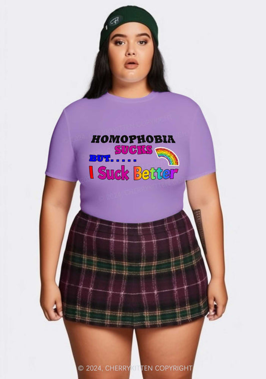 Curvy Homophobia Sucks Y2K Baby Tee Cherrykitten