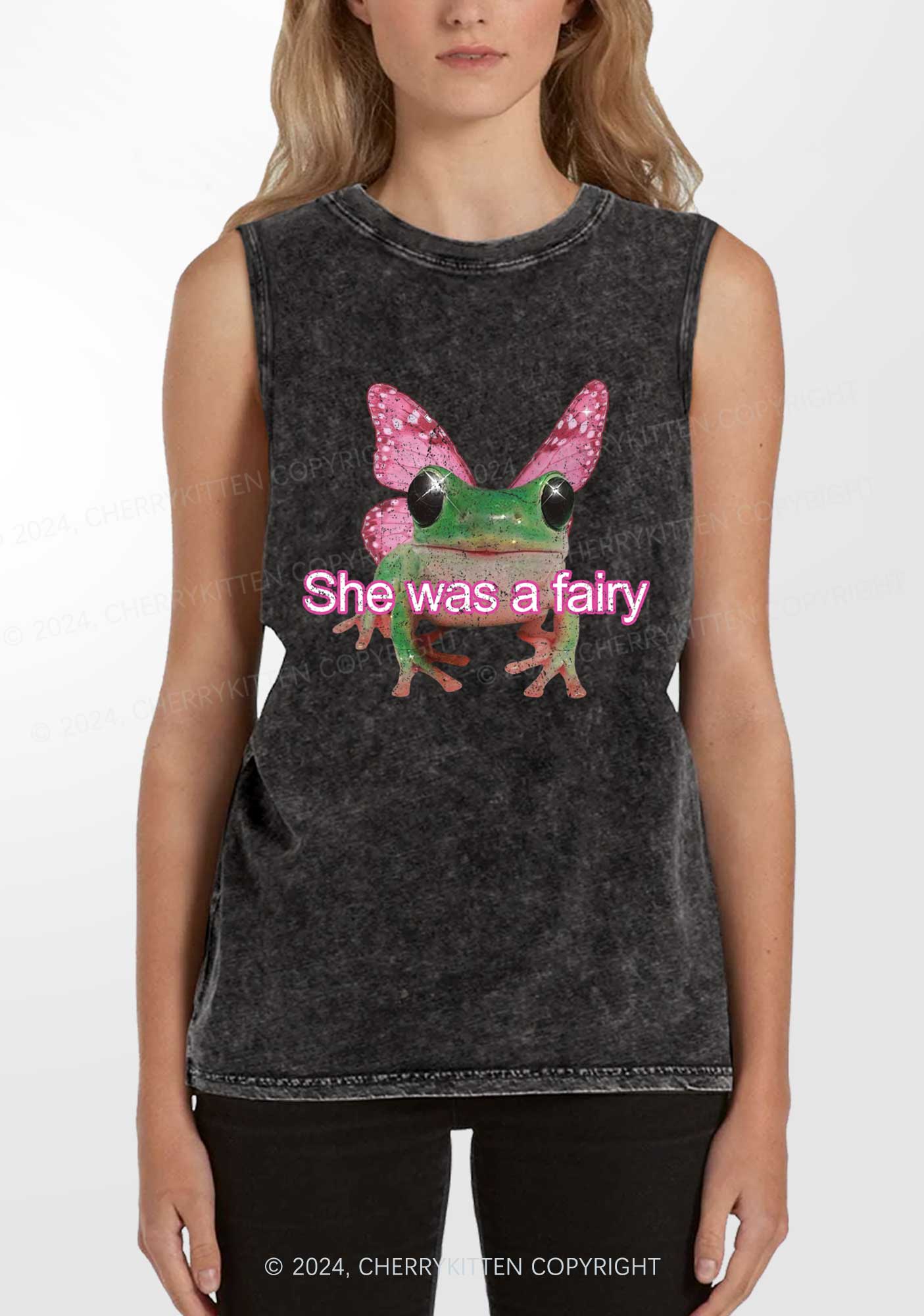 Fairy Frog Y2K Washed Tank Cherrykitten