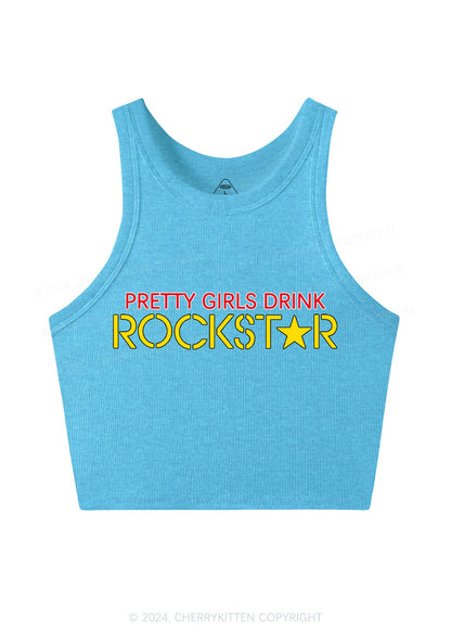 Pretty Girls Drink Rockstar Y2K Crop Tank Top Cherrykitten