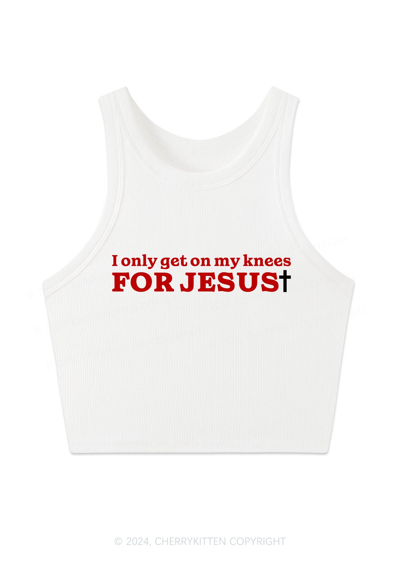 Get On Knees For Jesus Y2K Crop Tank Top Cherrykitten