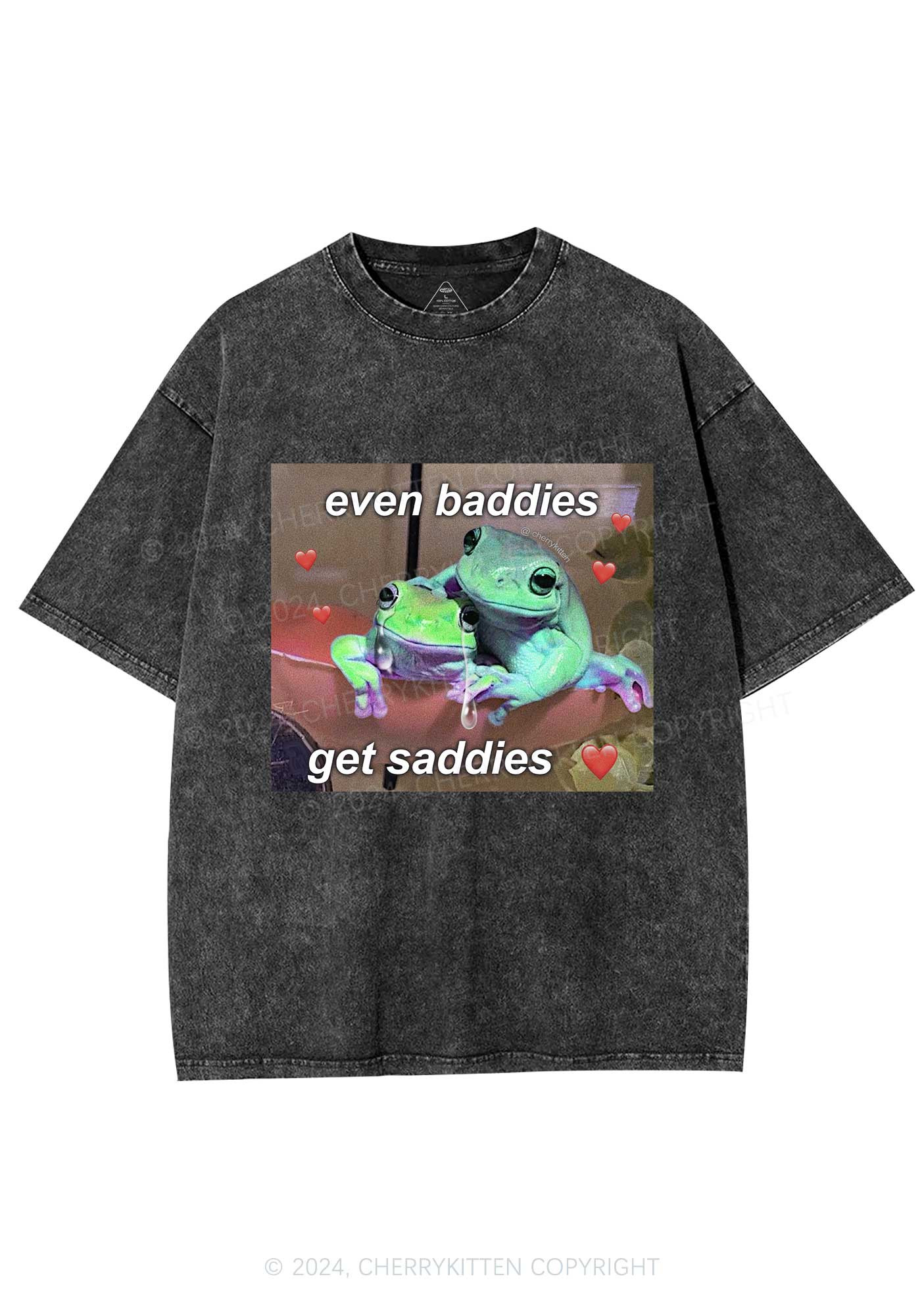 Two Baddie Frogs Y2K Washed Tee Cherrykitten