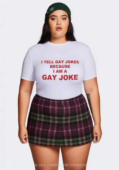 Curvy Gay Joke Y2K Baby Tee Cherrykitten