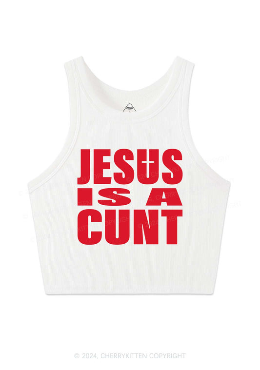 Jesus Is A Cxxt Y2K Crop Tank Top Cherrykitten